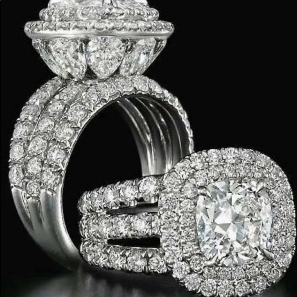 NEW ENGAGEMENT 925 STERLING SILVER DIAMOND RING, BEAUTIFUL RING, SHINY RING - Picture 6 of 7
